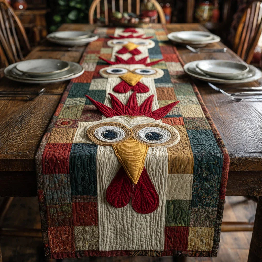 Modern Chicken Quilted Table Runner