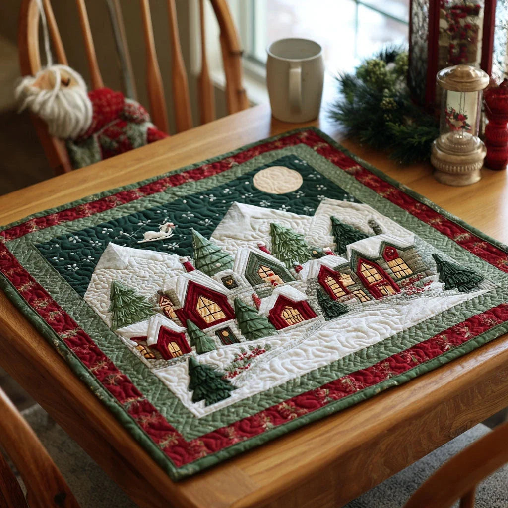 Moonlit Village Table Topper