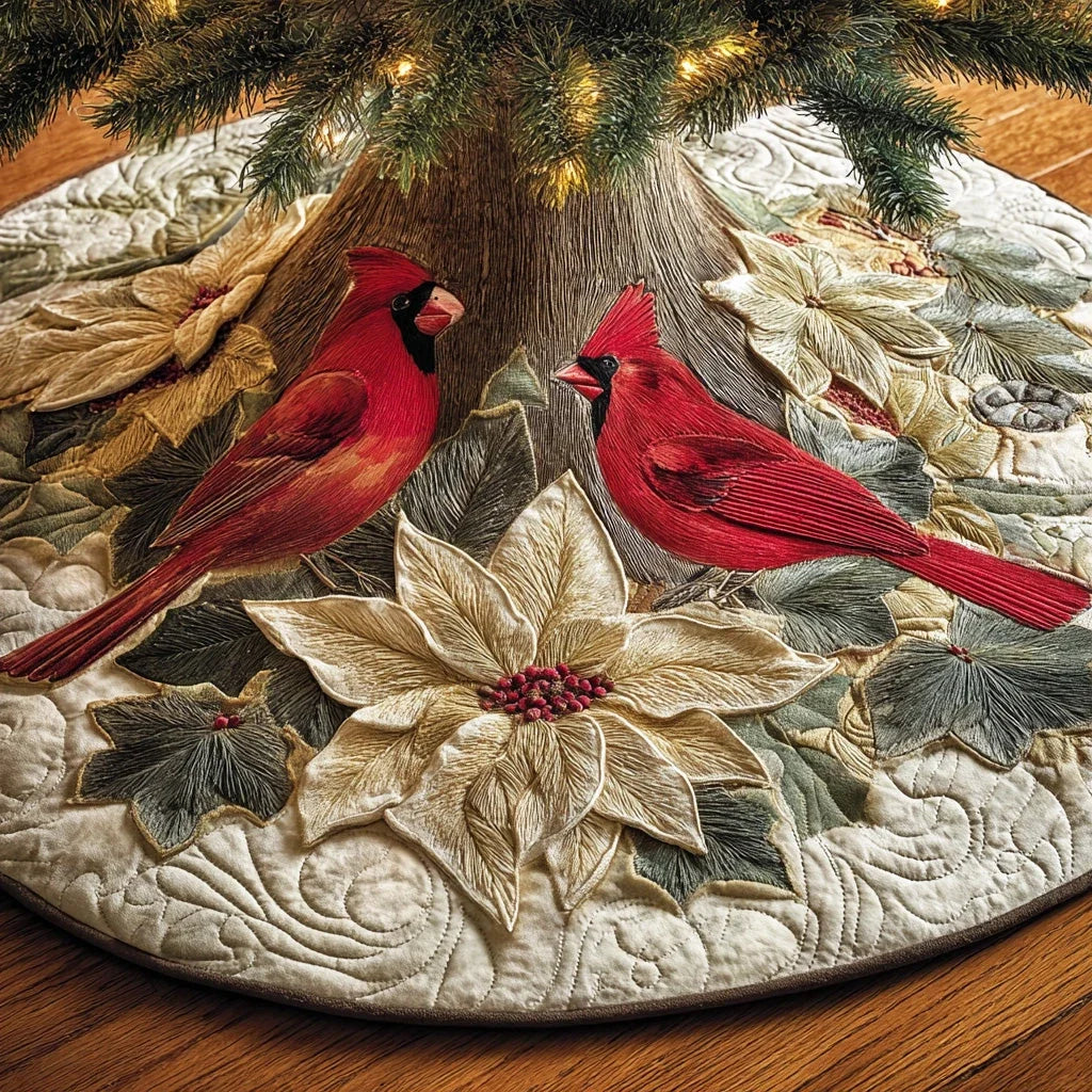 Morning Red Sky Christmas Quilted Tree Skirt