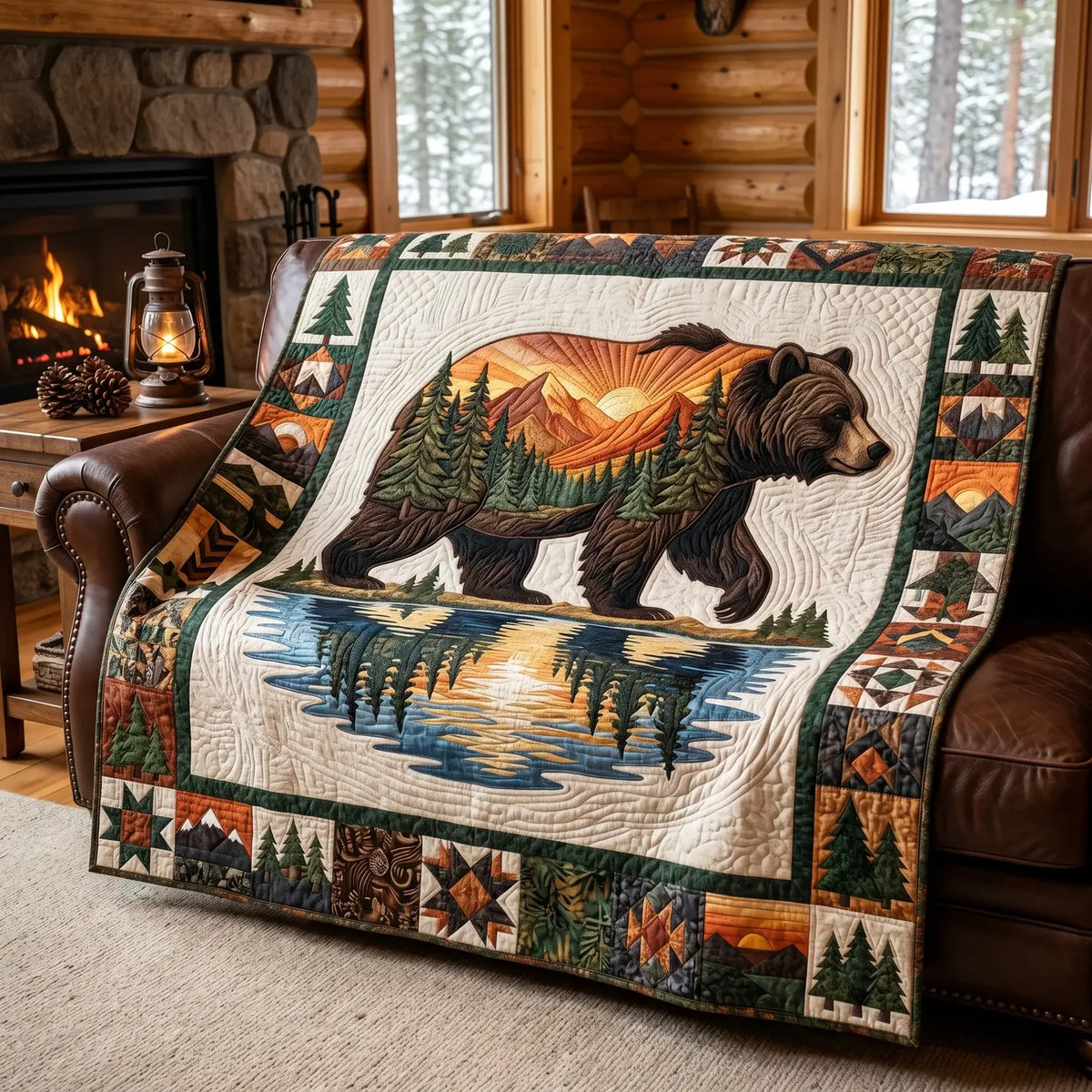 Mountain Spirit Bear Quilt Blanket