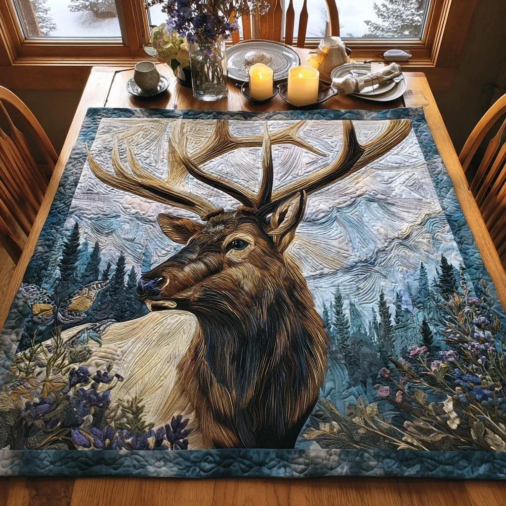 Mountain Stag Quilted Table Topper