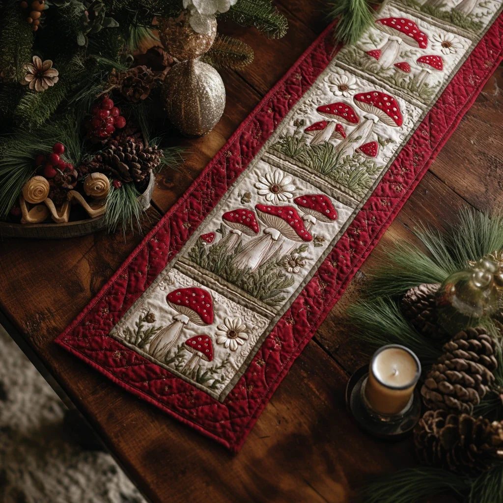 Mushroom Path Quilted Table Runner