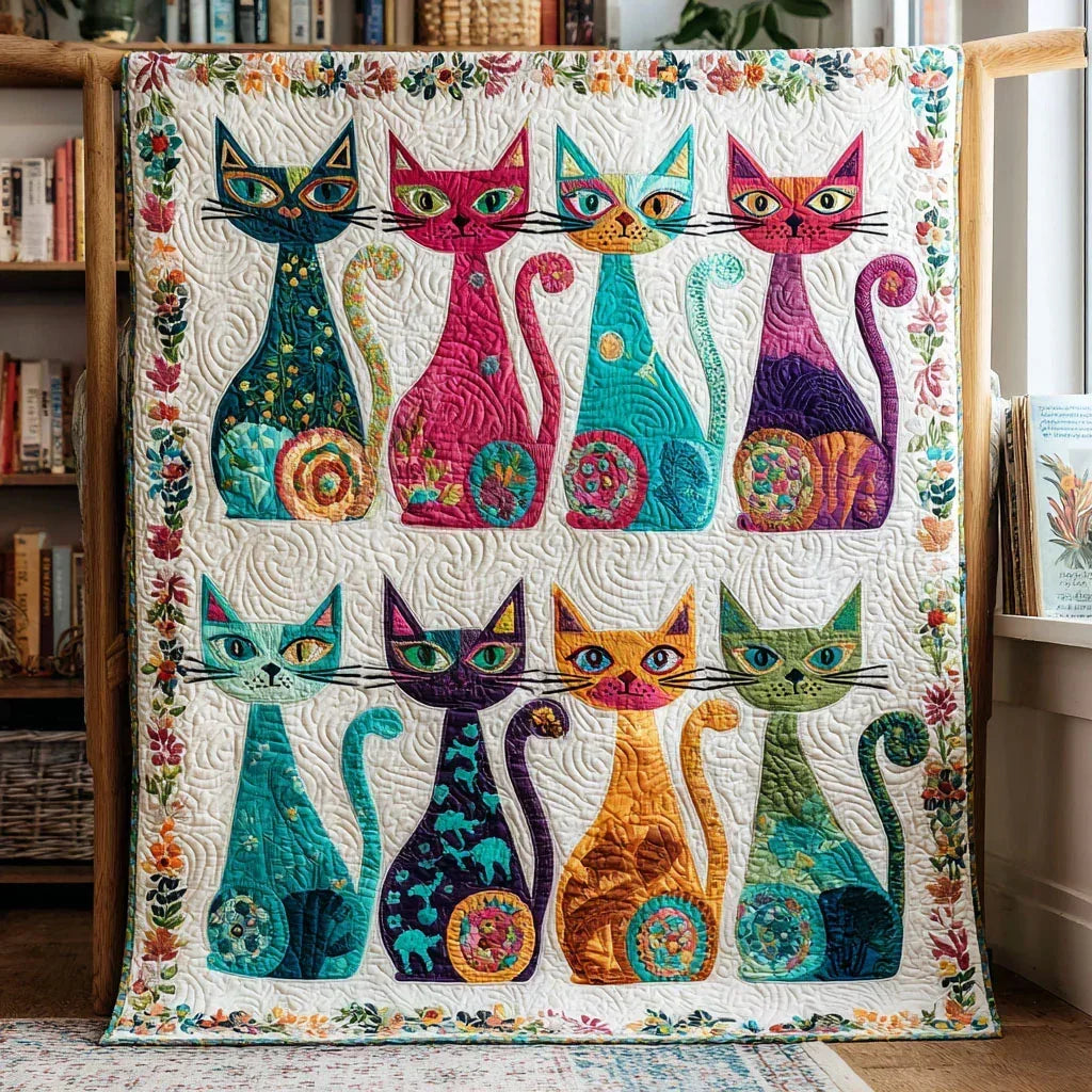 Mystery Cat Quilt Blanket - Quilted Blanket by Wild and Way