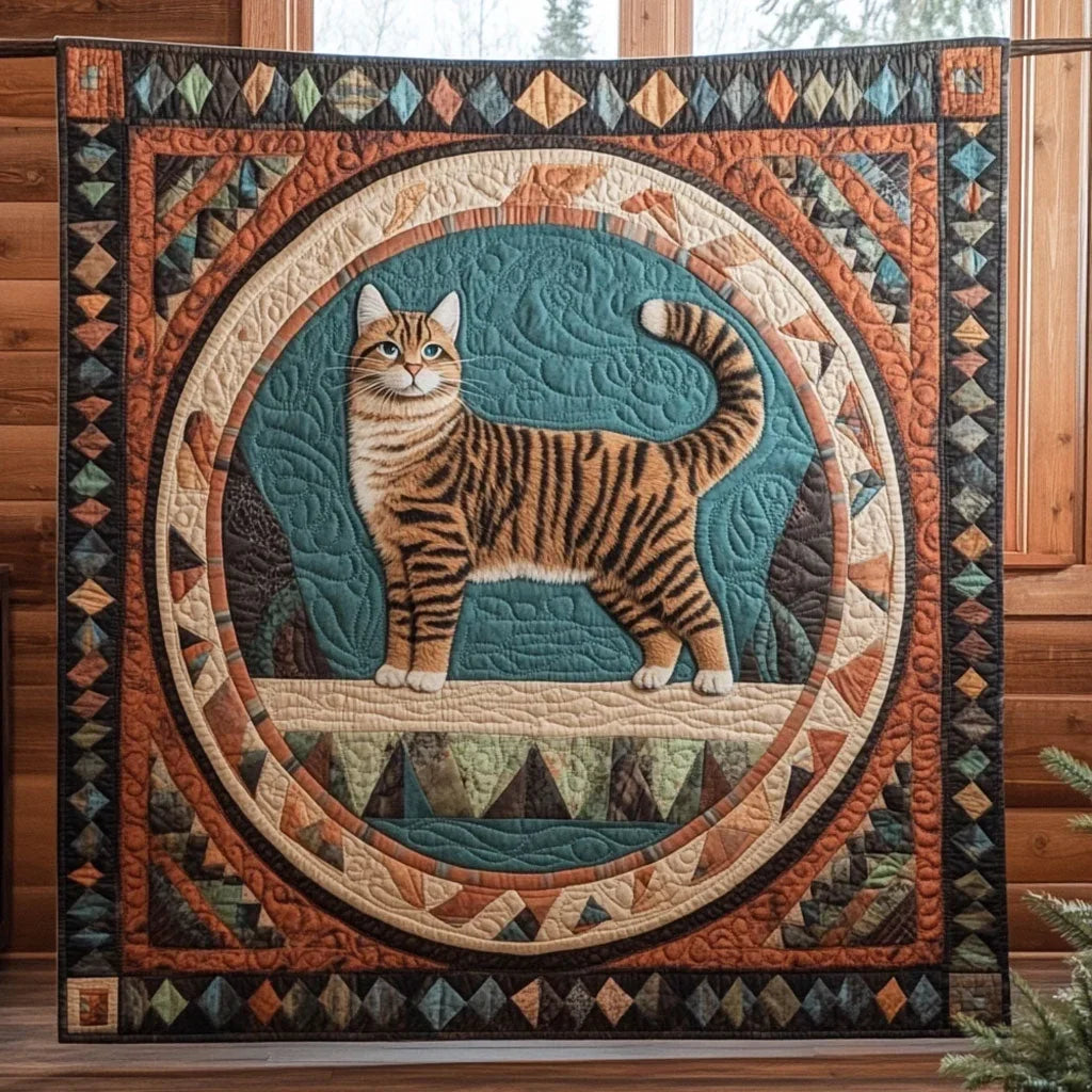 Native Cat Quilt Blanket