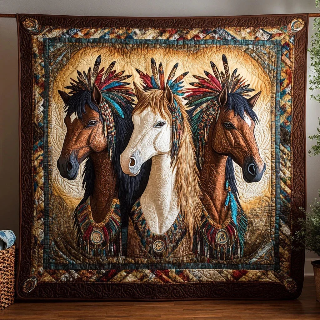 Native Horse Quilt Blanket