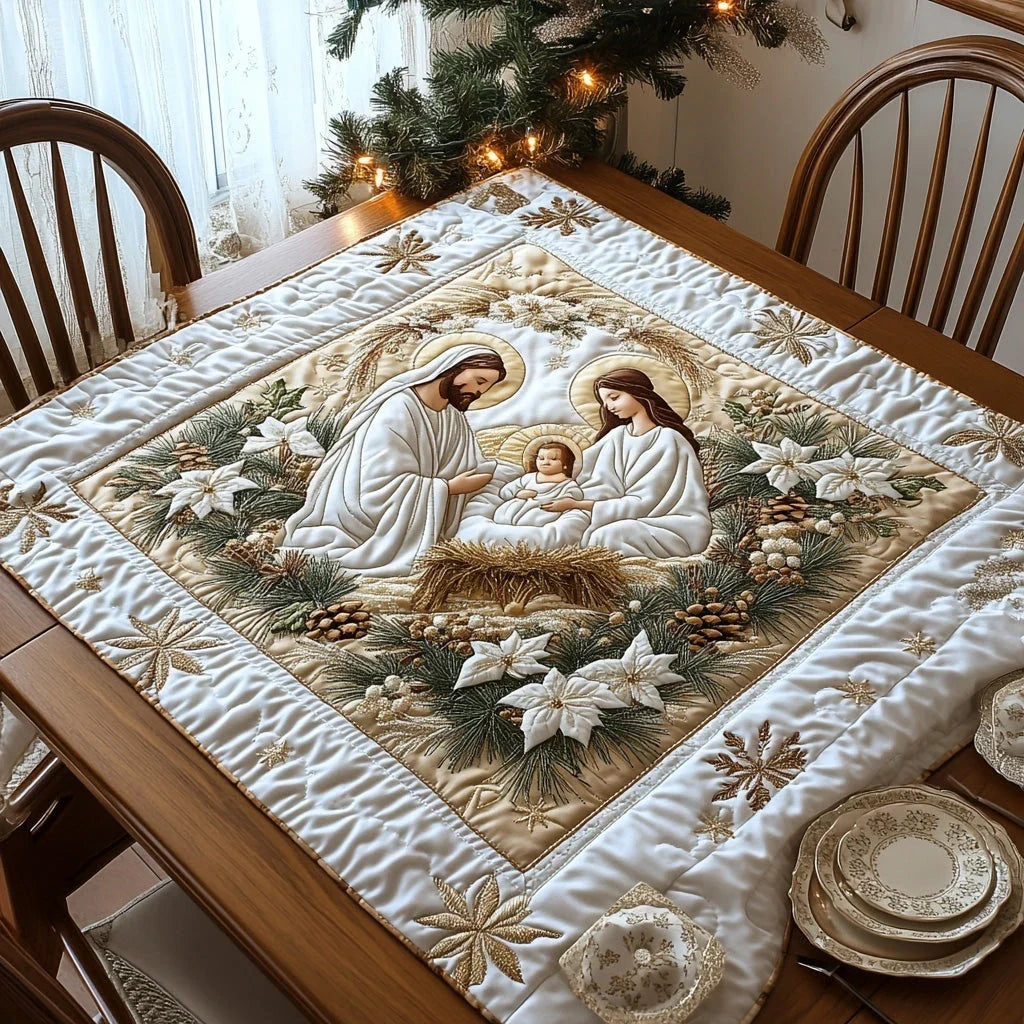 Nativity Glow Quilted Table Topper