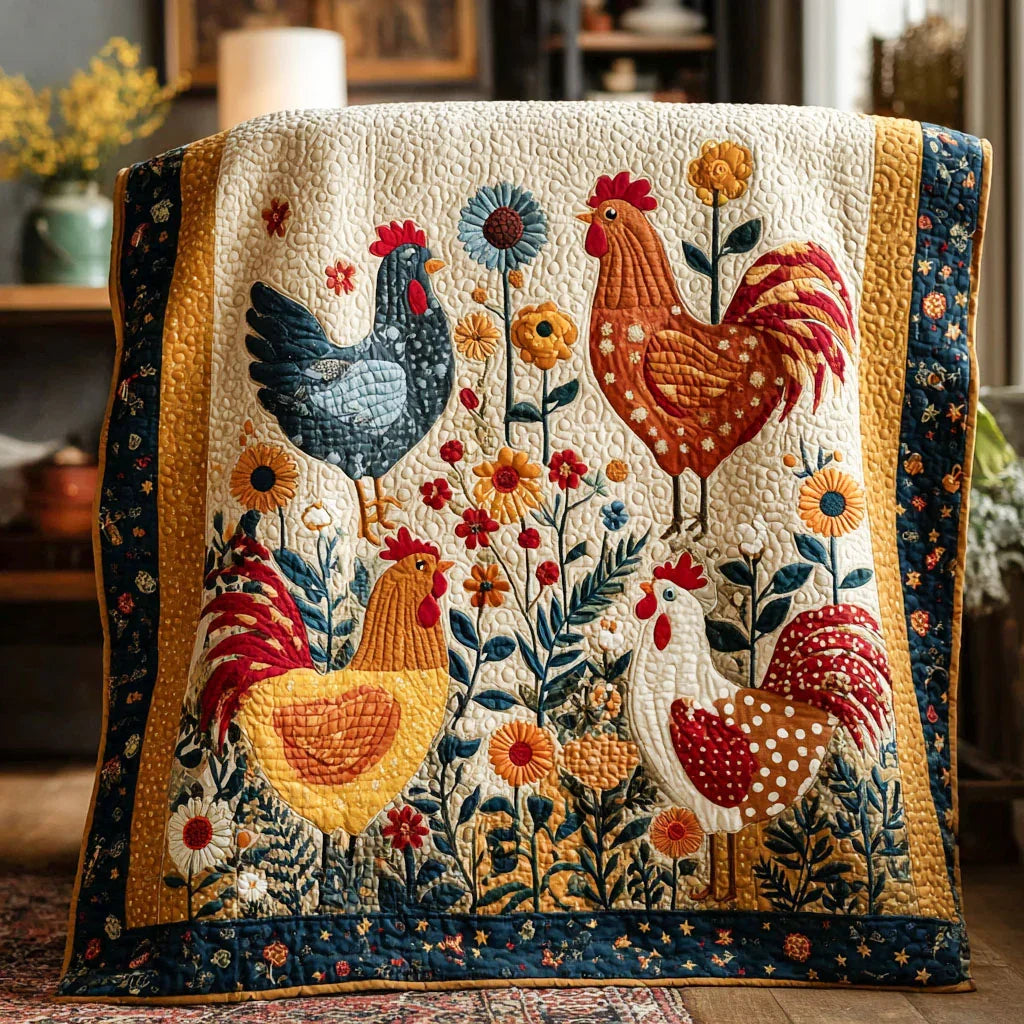 Nature Hen Quilt Blanket - Quilted Blanket by Wild and Way
