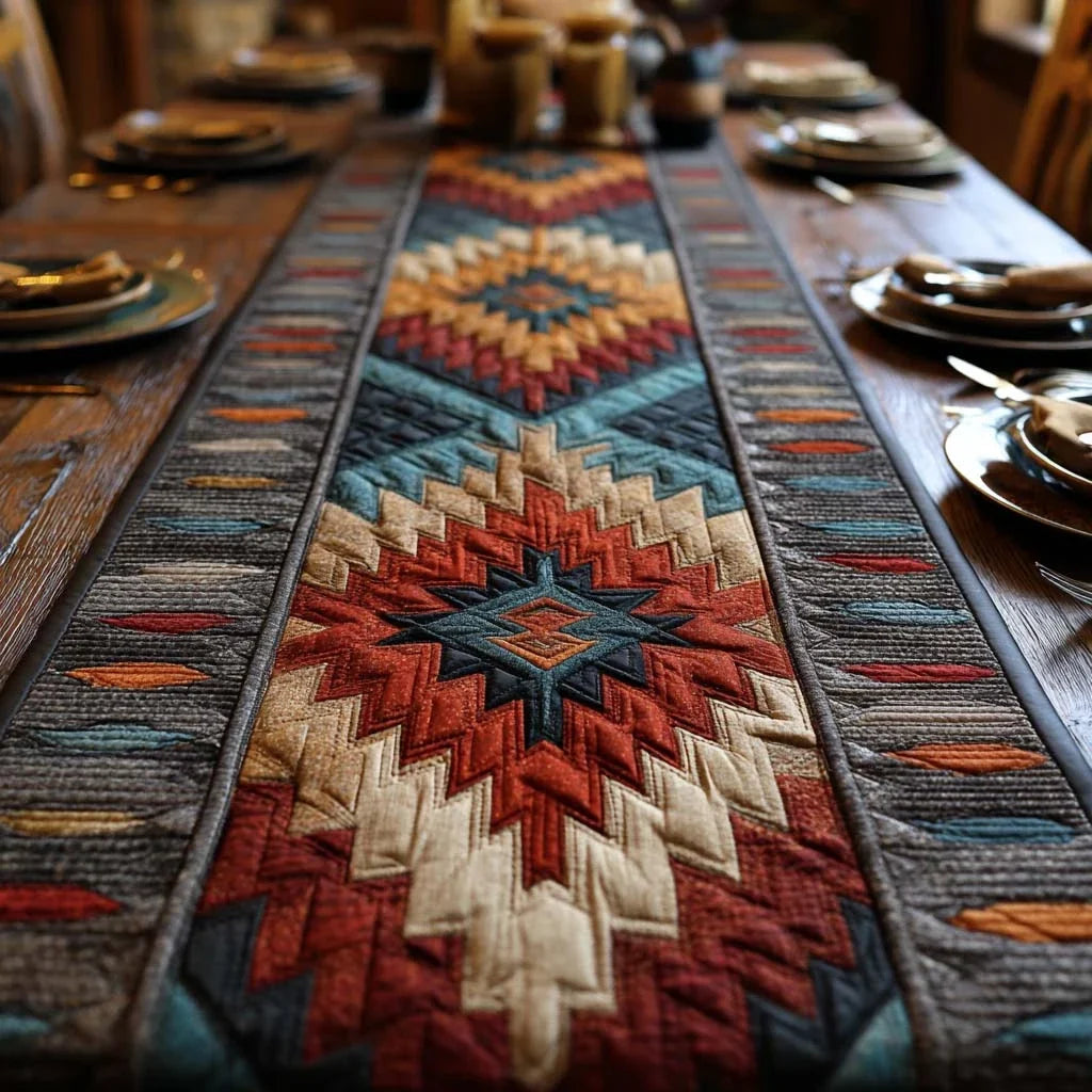 Navajo Sunset Diamond Quilted Table Runner
