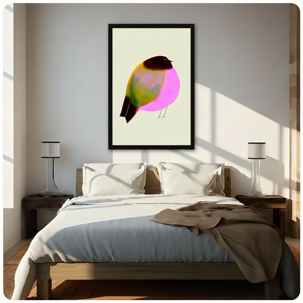 Neon Bird Minimalist Canvas Wall Art