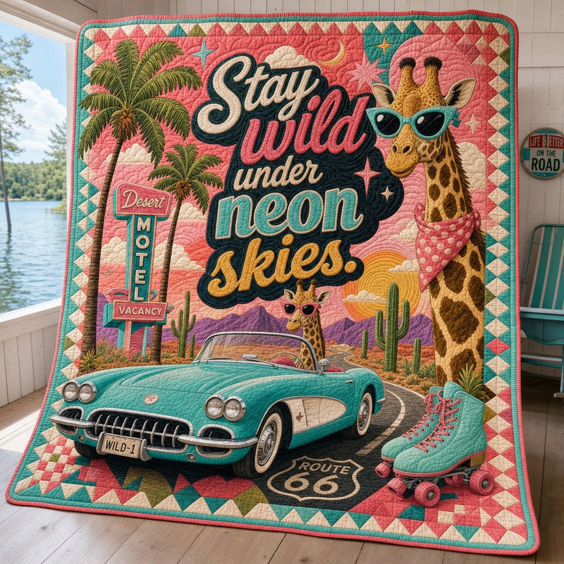 Neon Horizon Quilt Blanket - Quilted Blanket by Wild and Way