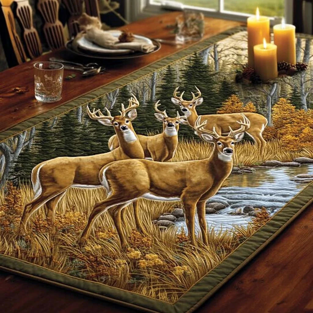 Night Stag Quilted Table Runner