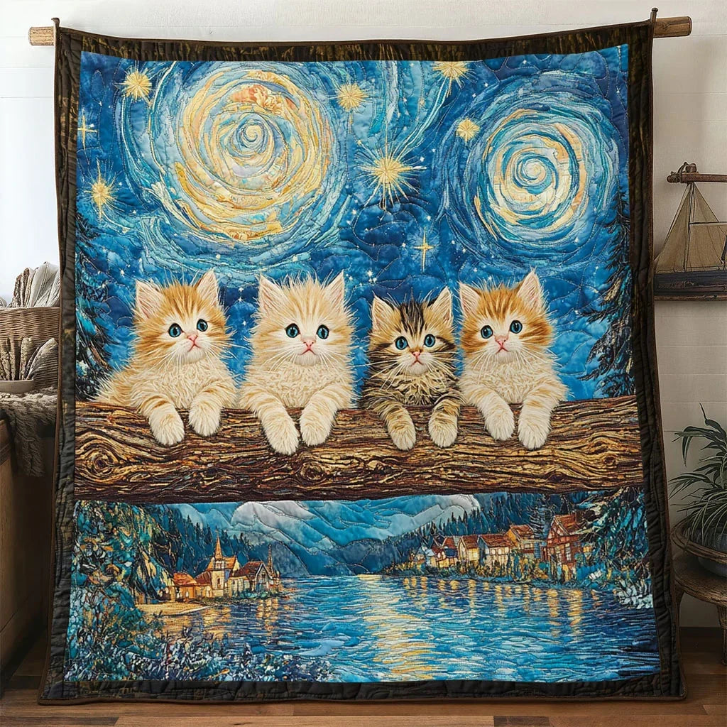 Nightflow Cat Quilt Blanket