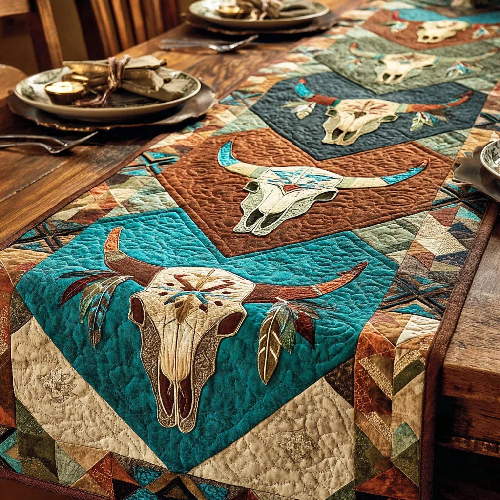 Nomad Skull Quilted Table Runner