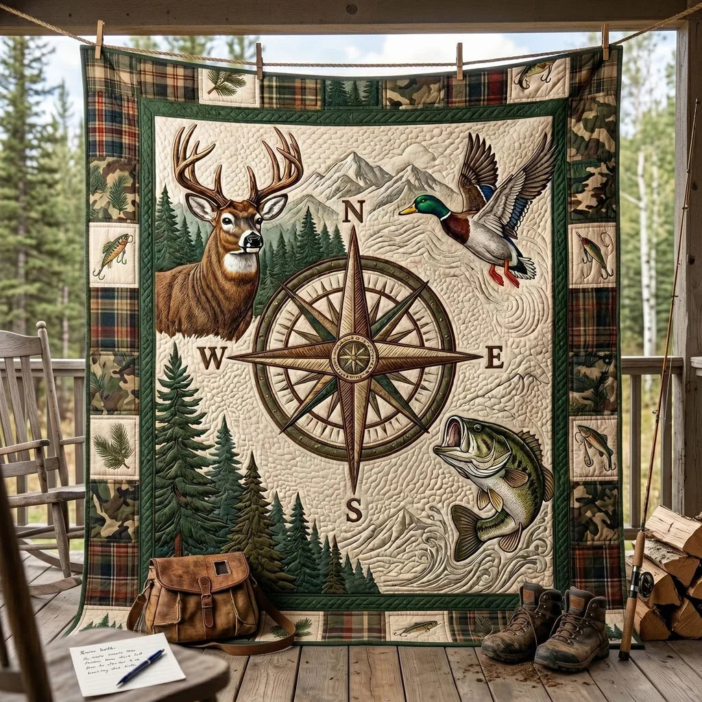 Northwoods Compass Quilt Blanket