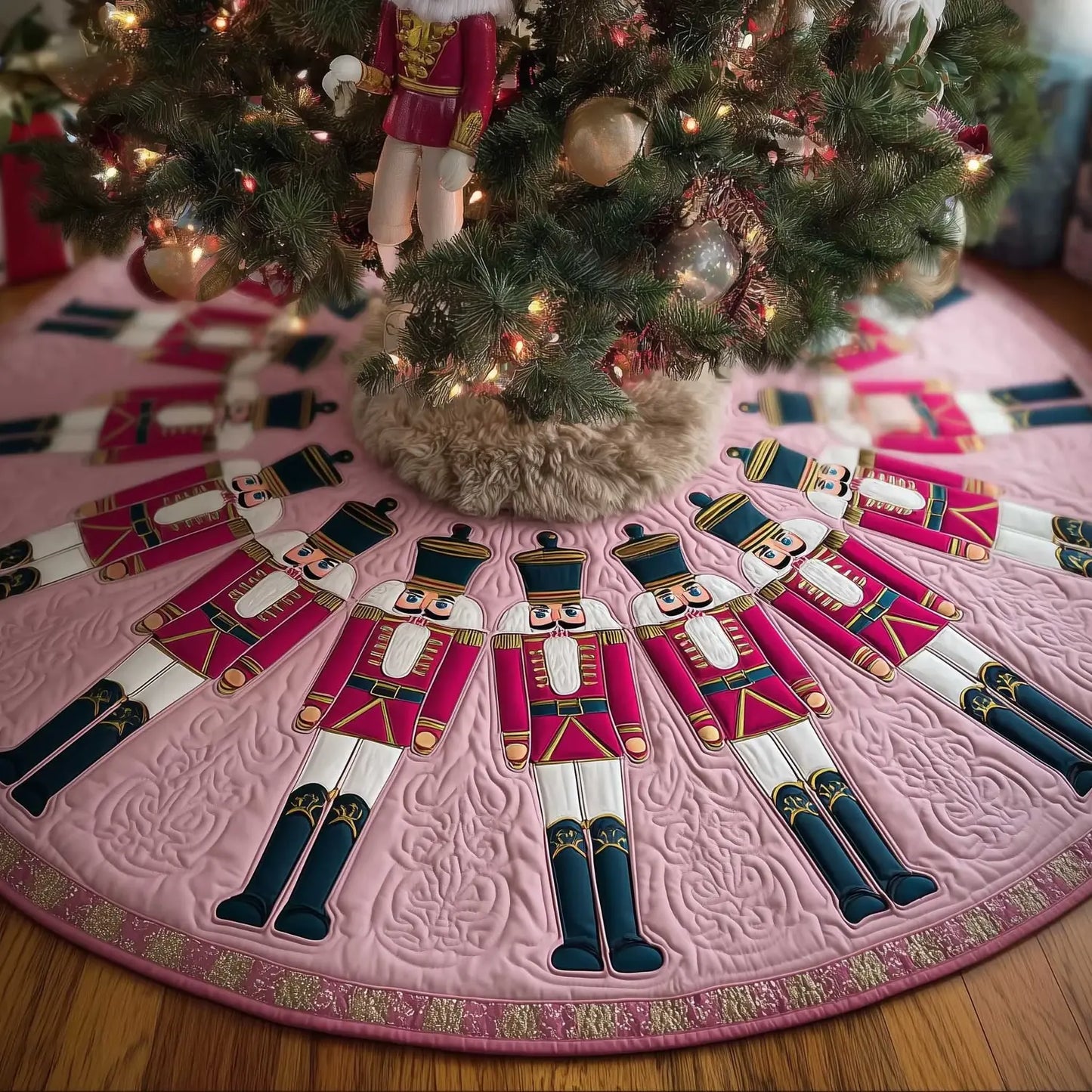 Nutcracker Parade Christmas Quilted Tree Skirt