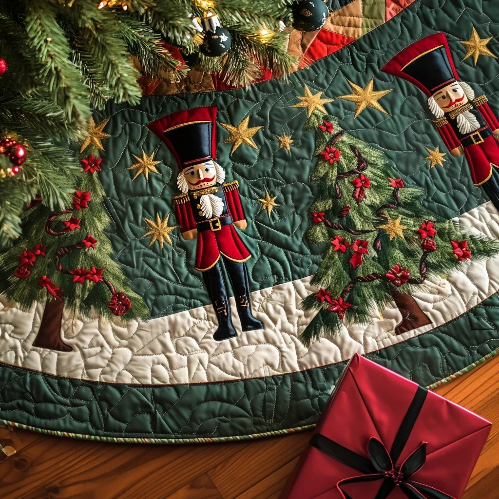 Nutcracker Parade Quilted Christmas Tree Skirt