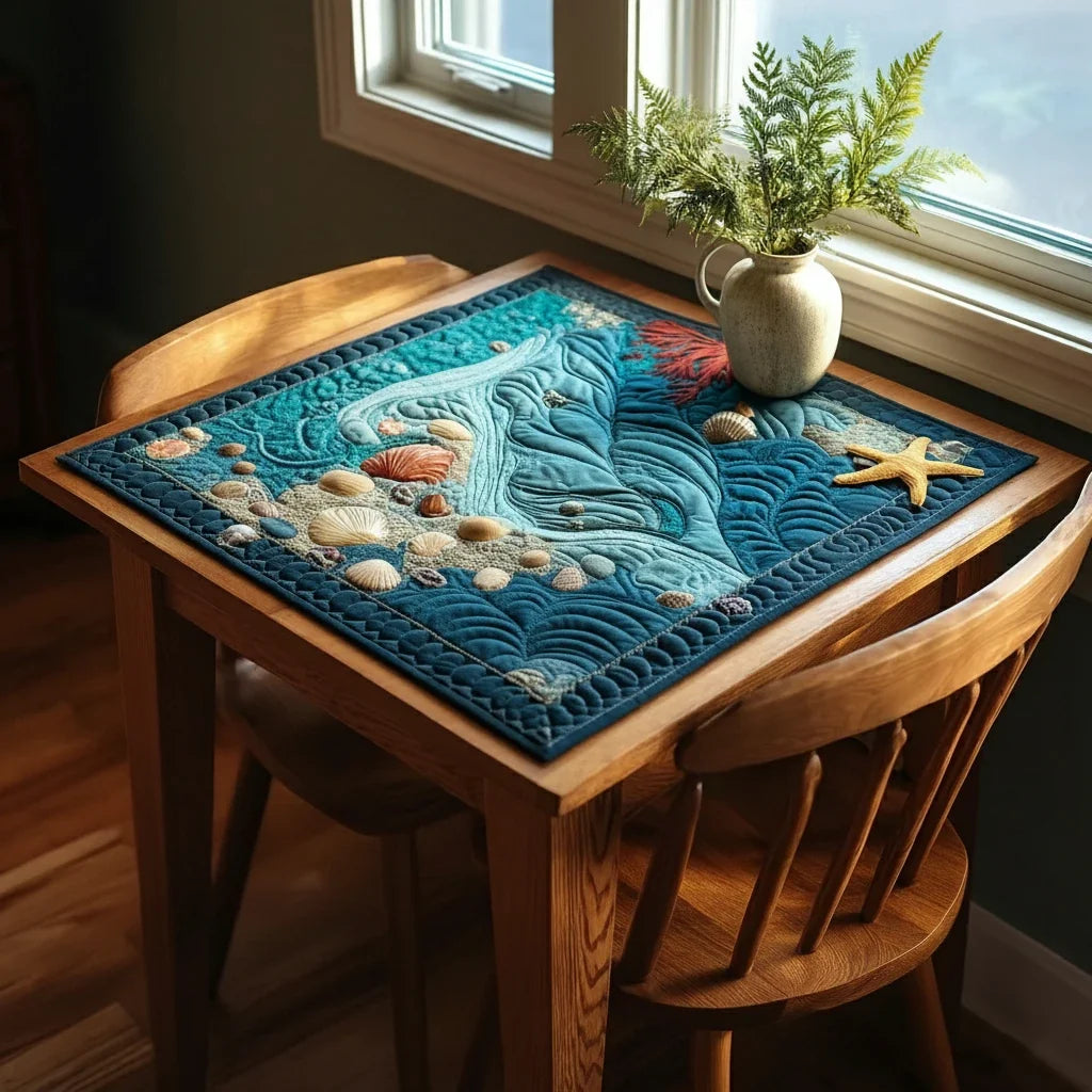 Ocean Deep Quilted Table Topper