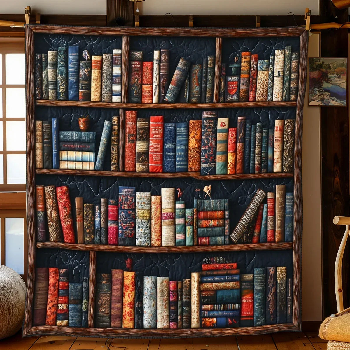 Old Bookself Quilt Blanket