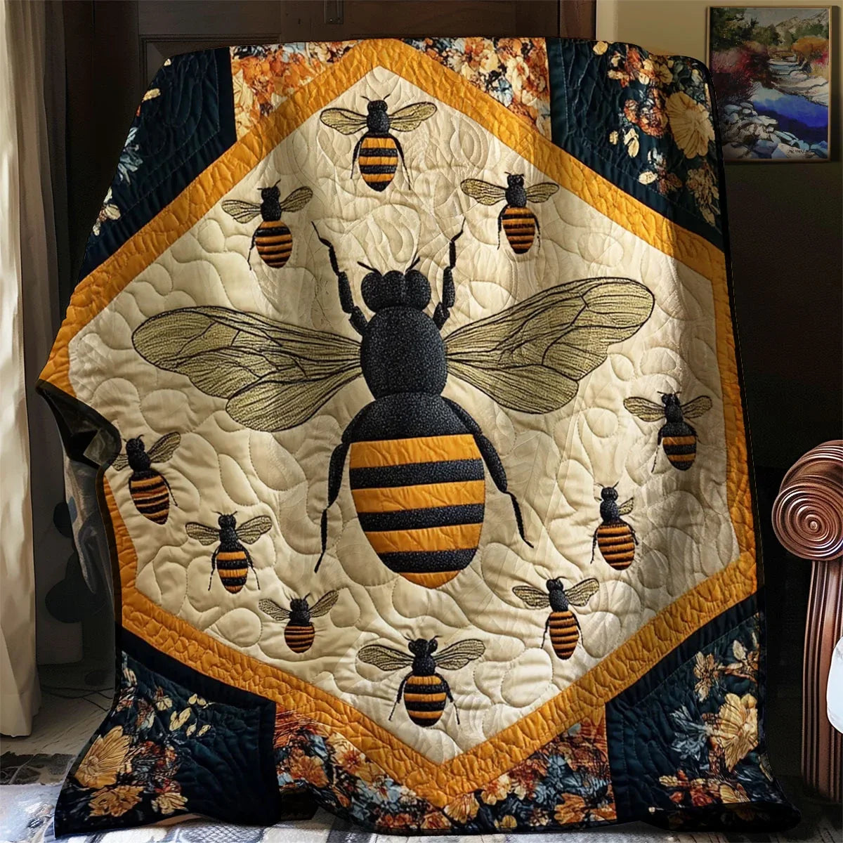 Old-Soul Honey Bee Quilt Blanket