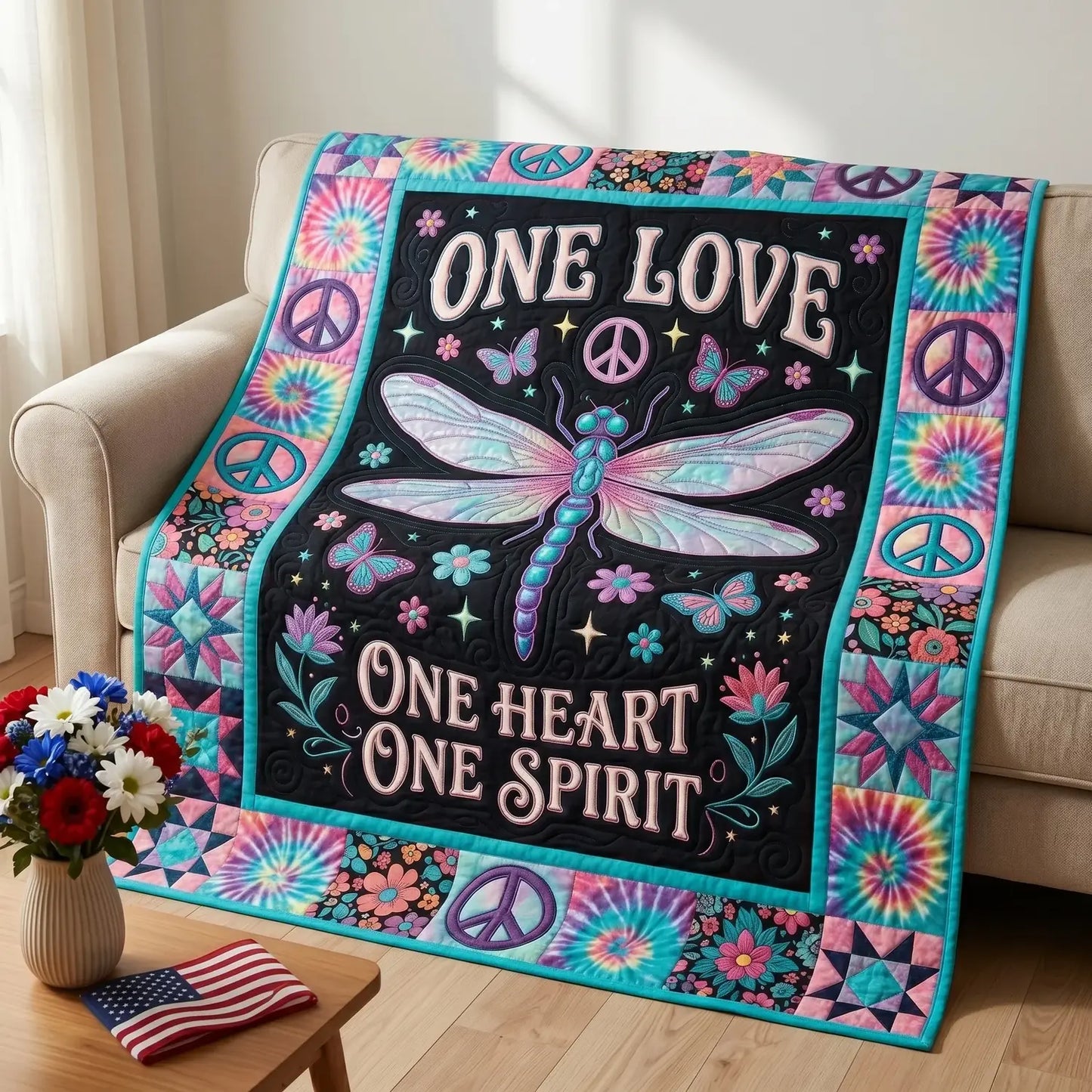 One Love One Heart One Spirit Quilt Blanket