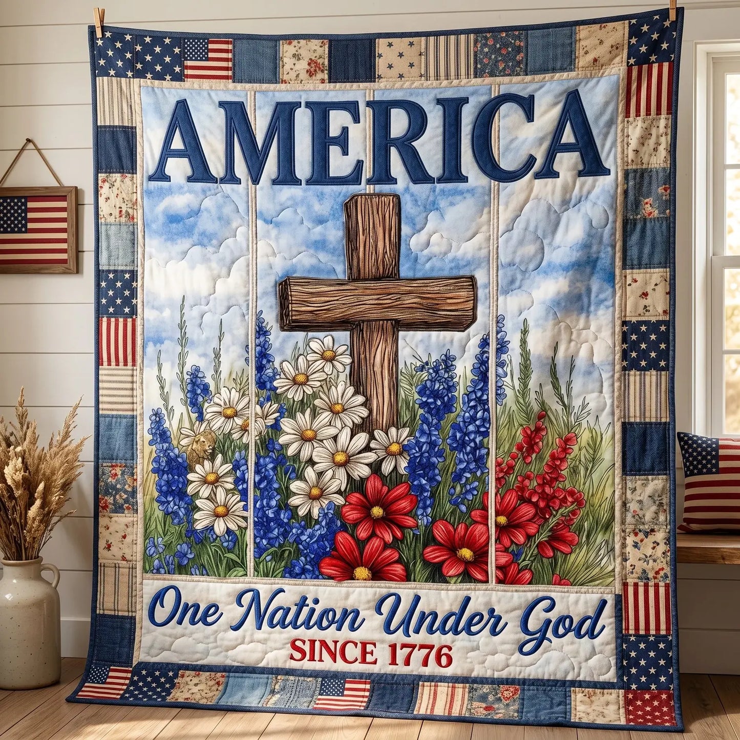One Nation Under God Quilt Blanket
