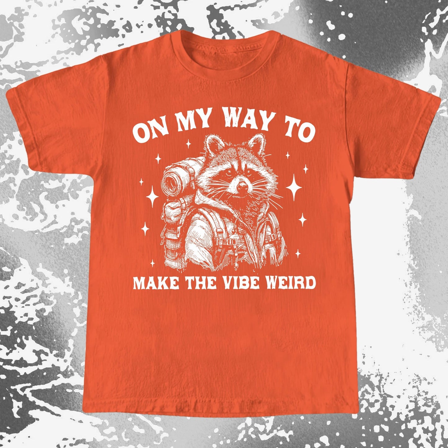 On My Way To Make The Vibe Weird Raccoon Shirt, funny meme tee gift (view 8)