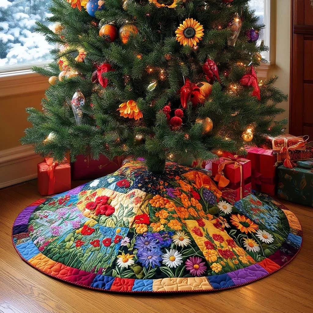 Open Fields Christmas Quilted Tree Skirt