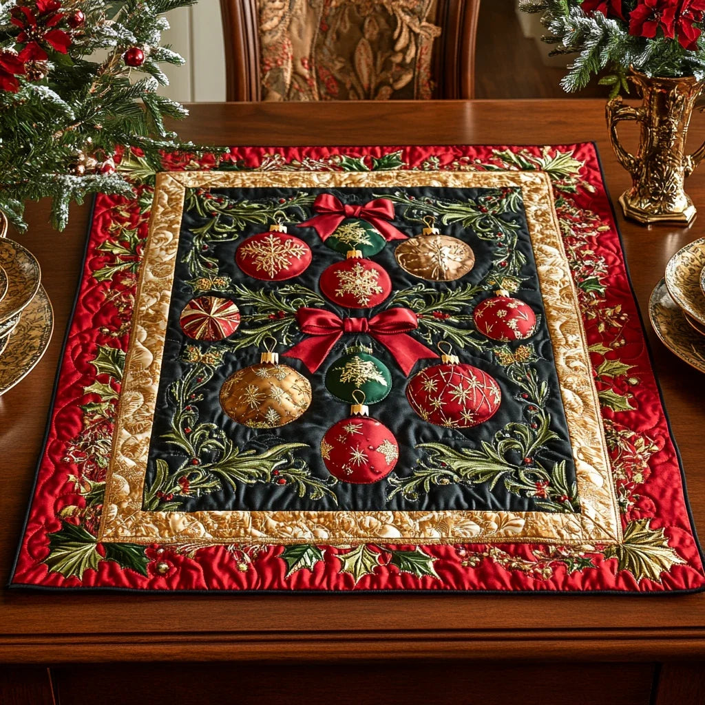 Ornament Glow Quilted Table Topper