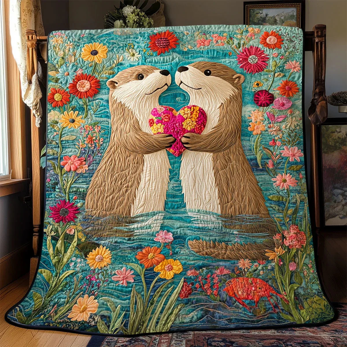 Otterly Adorable Love Quilt Blanket