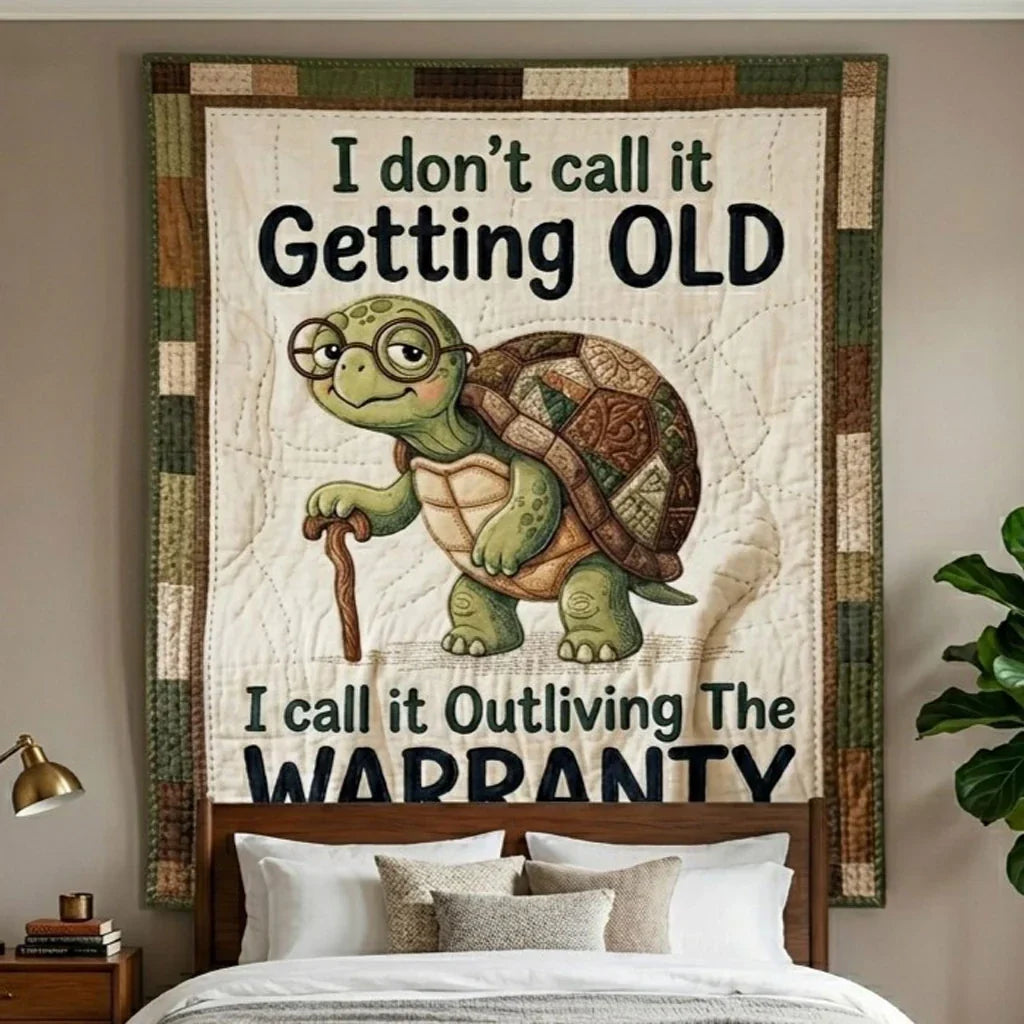 Outliving The Warranty Turtle Quilt Blanket