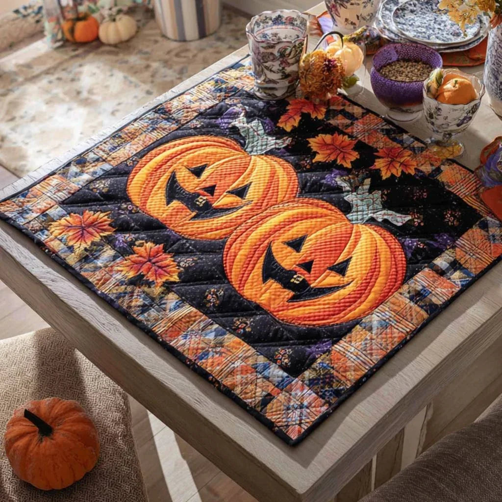 Painted Pumpkinscape Quilted Table Topper