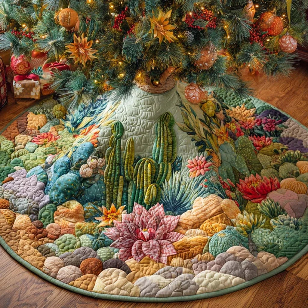 Pastel Rock Garden Quilted Tree Skirt