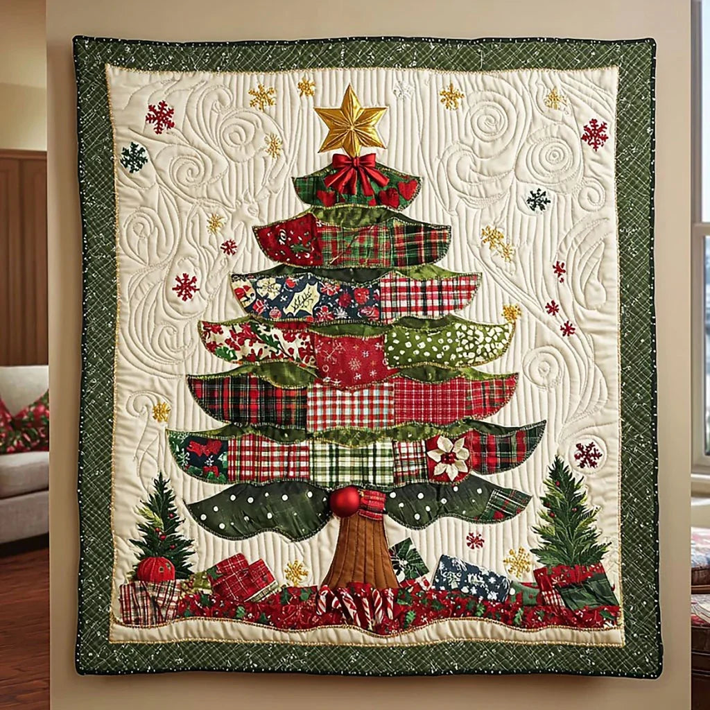 Patchwork Christmas Tree Quilt Blanket