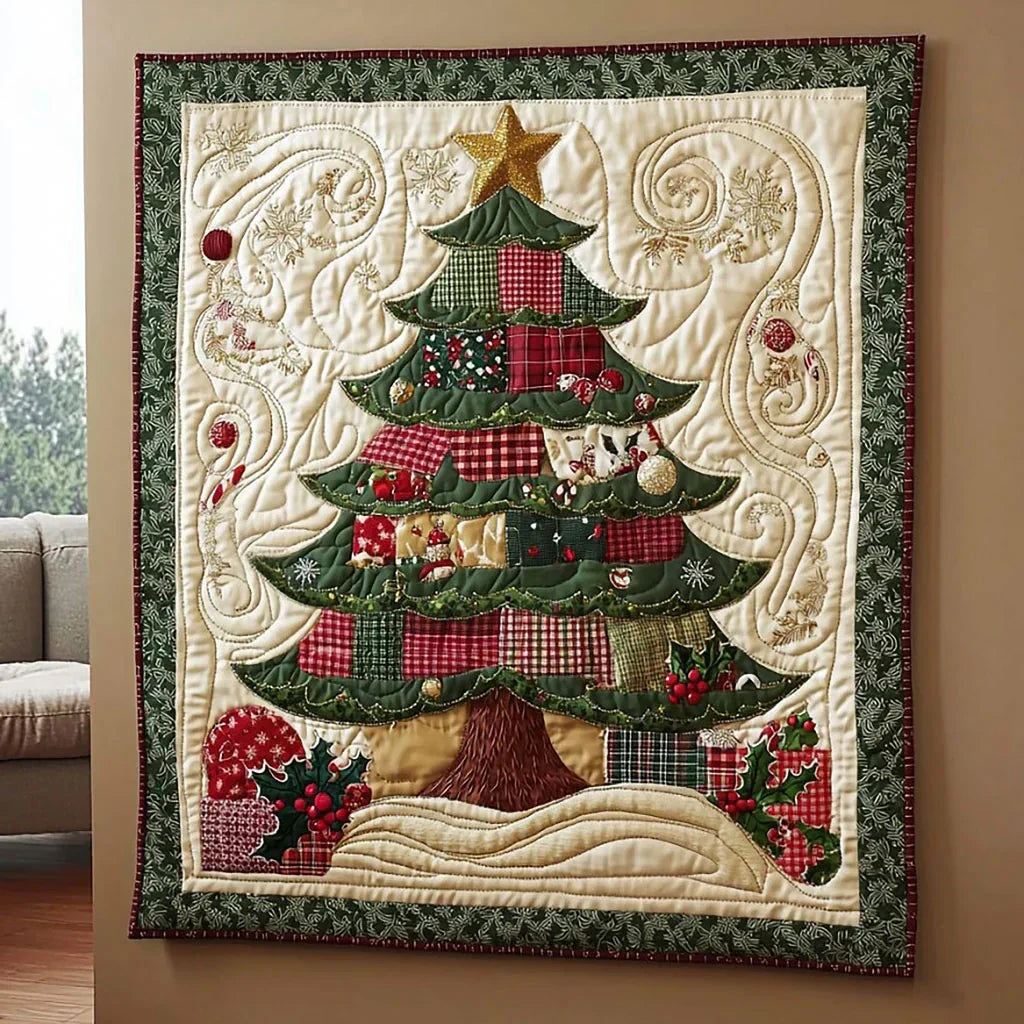 Patchwork Christmas Tree Quilt Blanket