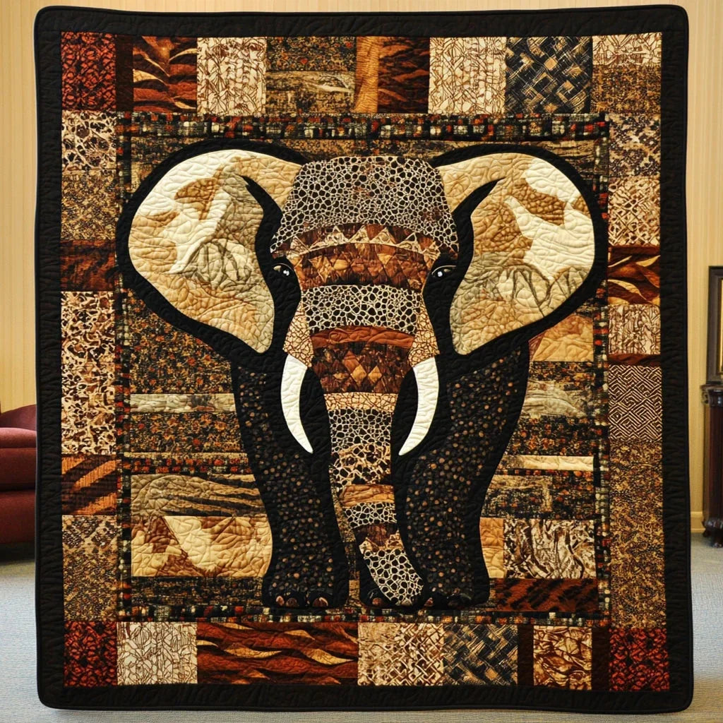 Patchwork Elephant Quilt Blanket