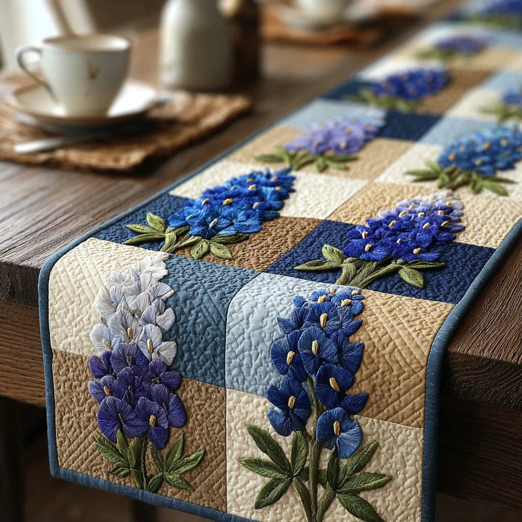 Patchwork Prairie Bluebonnet Quilted Table Runner