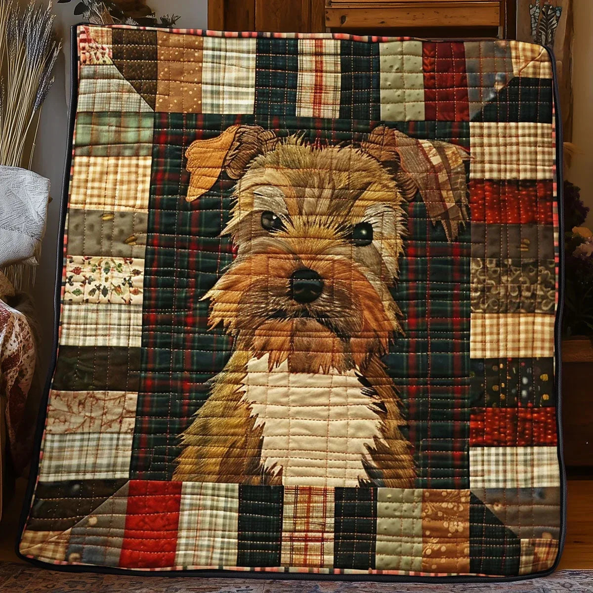 Patchwork Terrier Quilt Blanket