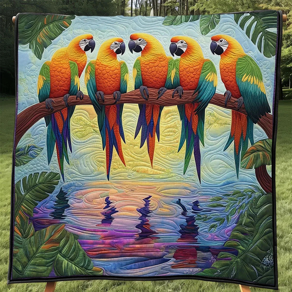 Tropical Parrot Quilt Blanket