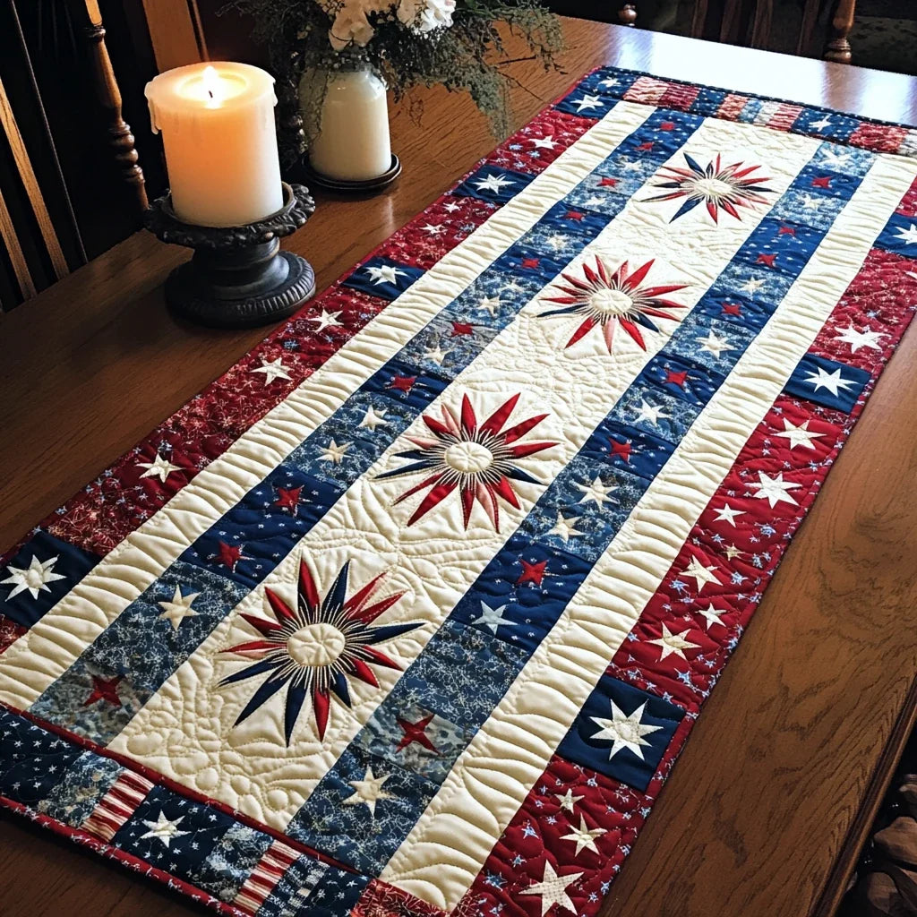 Patriot Bloom Quilted Table Runner