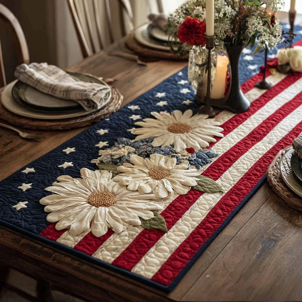 Patriot Bloom Quilted Table Runner