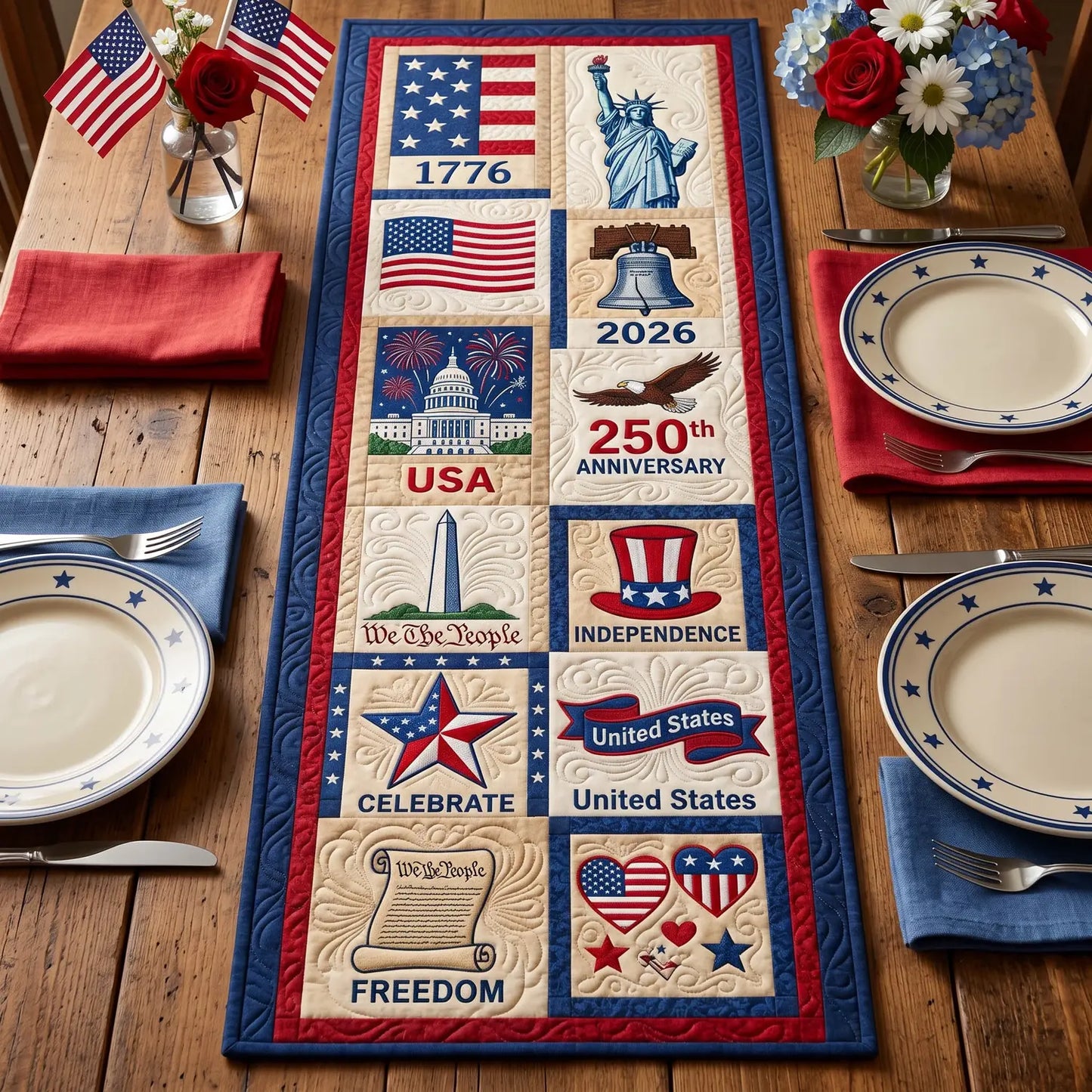 Patriot Heritage Quilted Table Runner