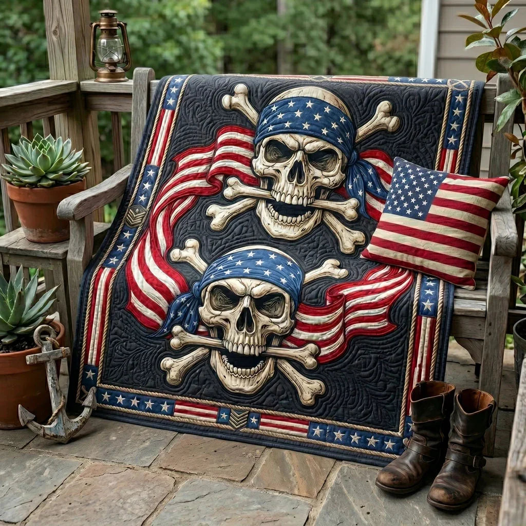 Patriot Skulls Quilt Blanket