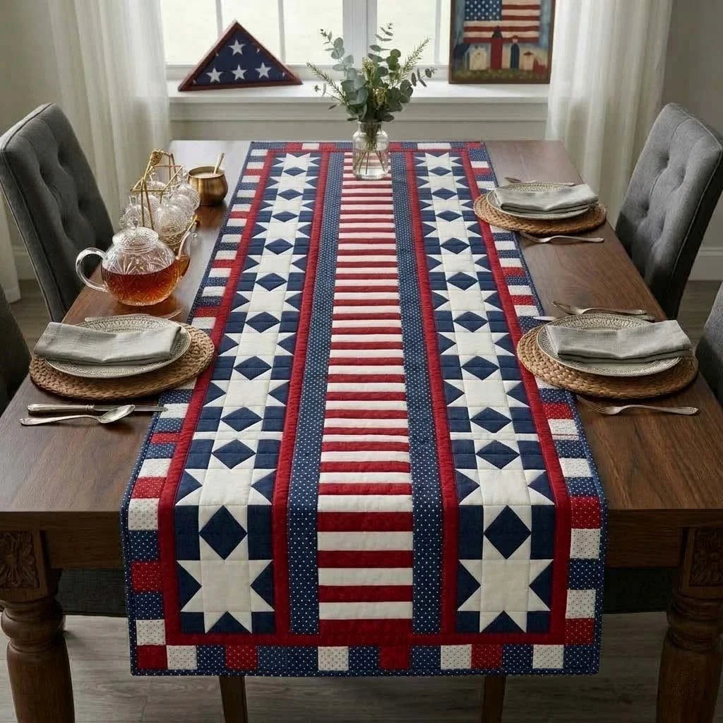 Patriot Stripe Quilted Table Runner
