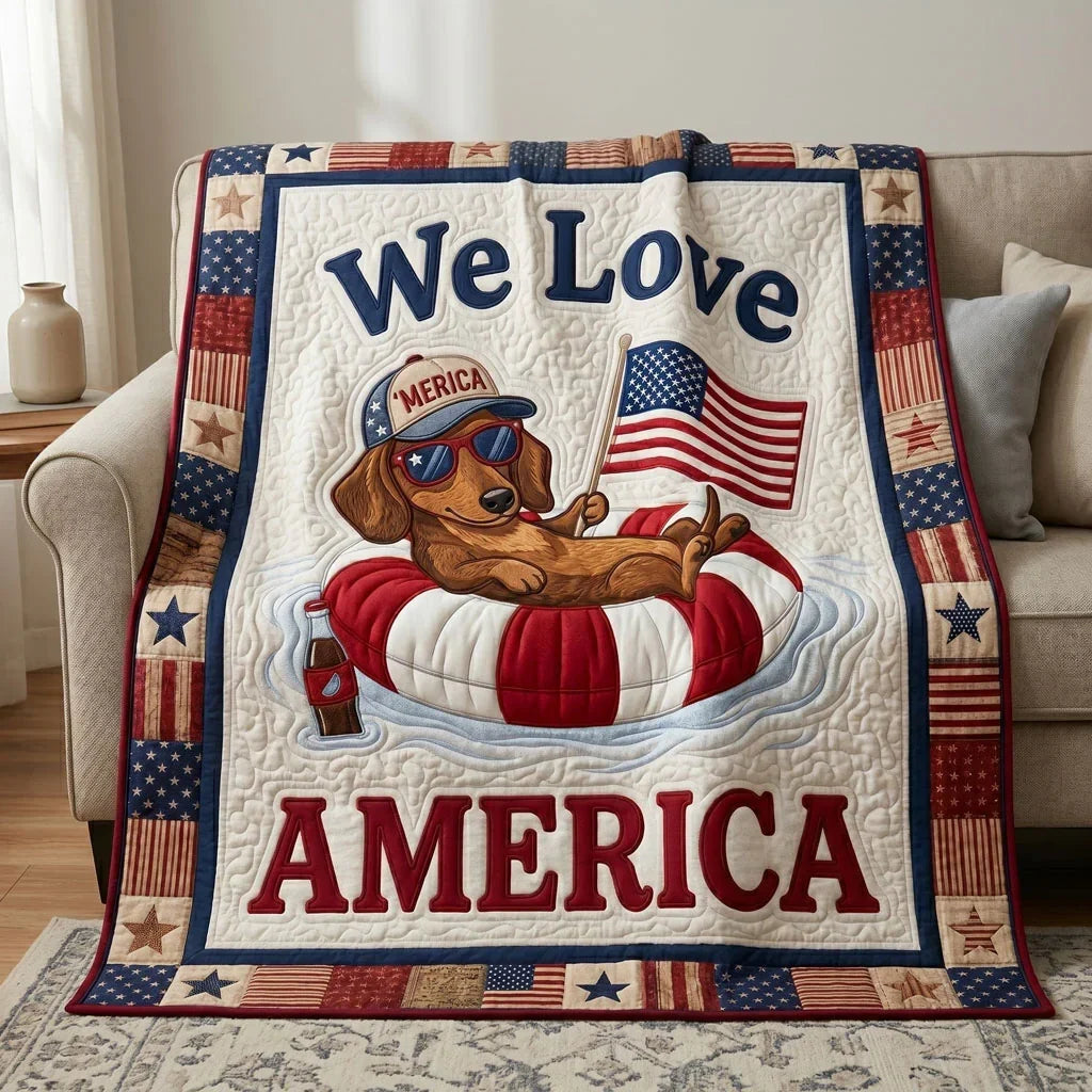 Patriotic Dachshund Usa Quilt Blanket