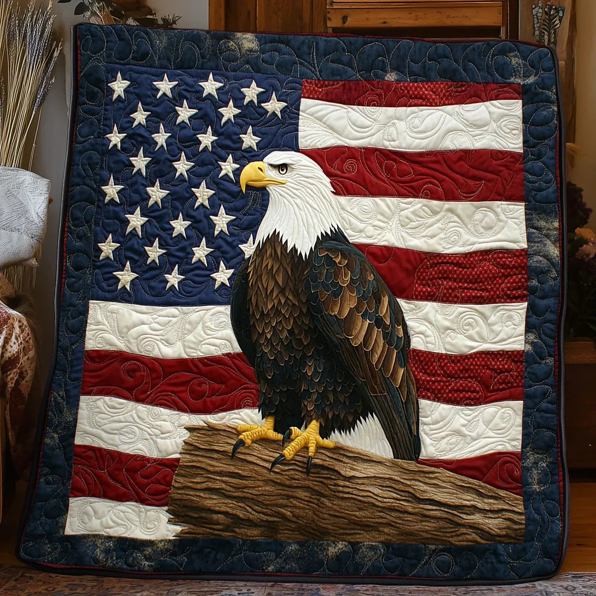 Patriotic Eagle Quilt Blanket