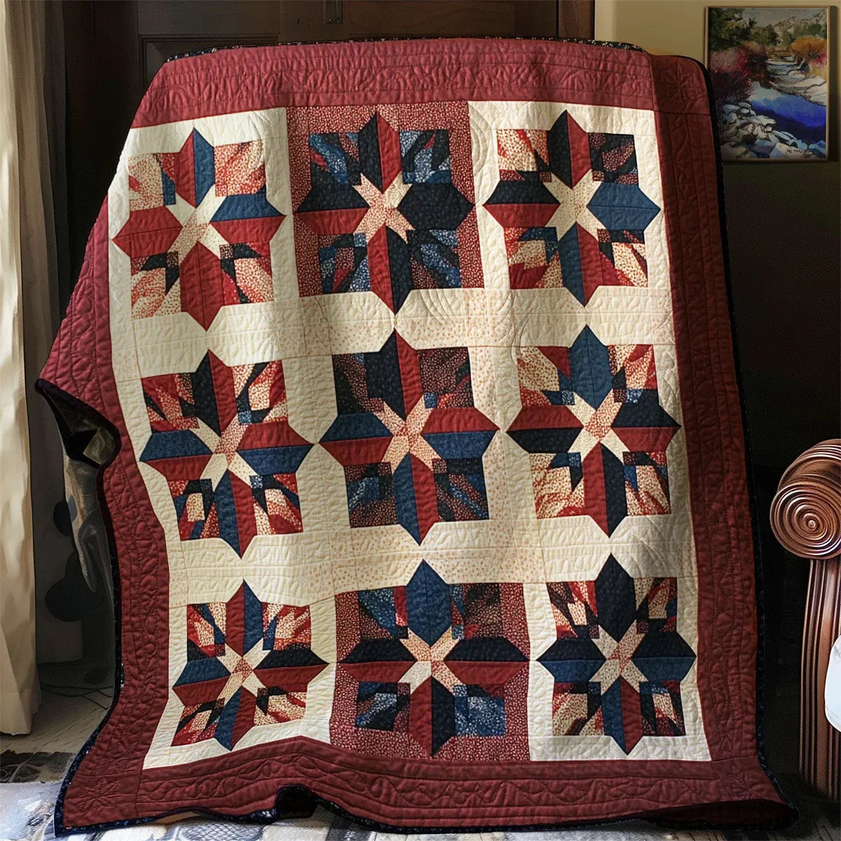 Patriotic Star Quilt Blanket