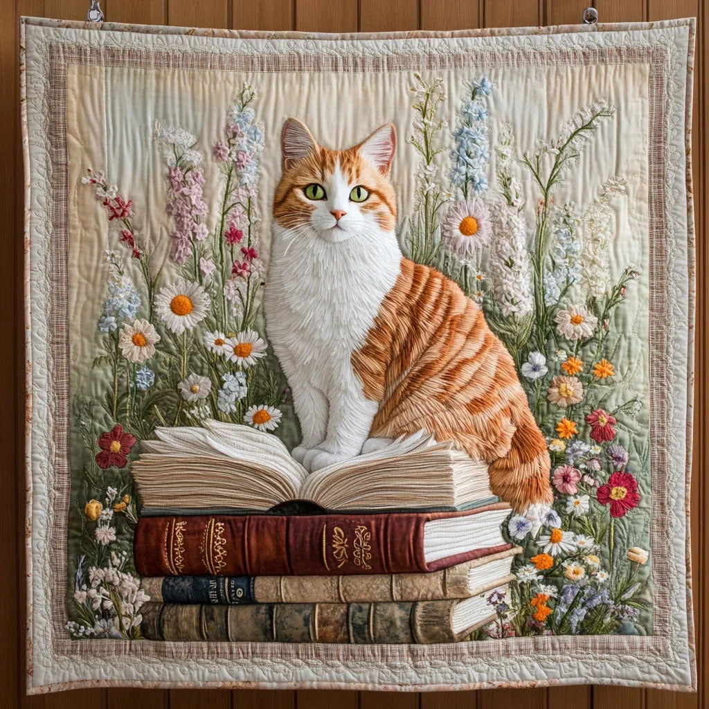 Paw And Book Quilt Blanket