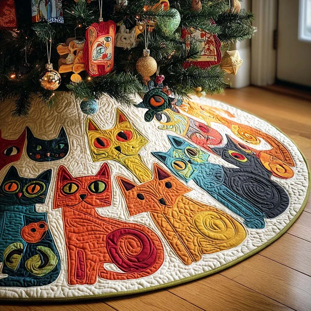 Pawfect Whimsy Christmas Quilted Tree Skirt