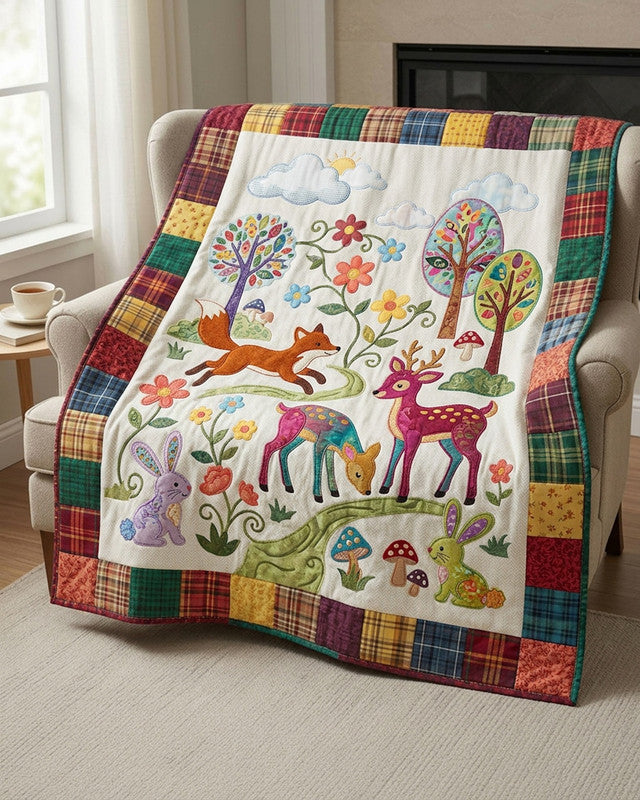 Peaceful Forest Quilt Blanket - Quilted Blanket by Wild and Way
