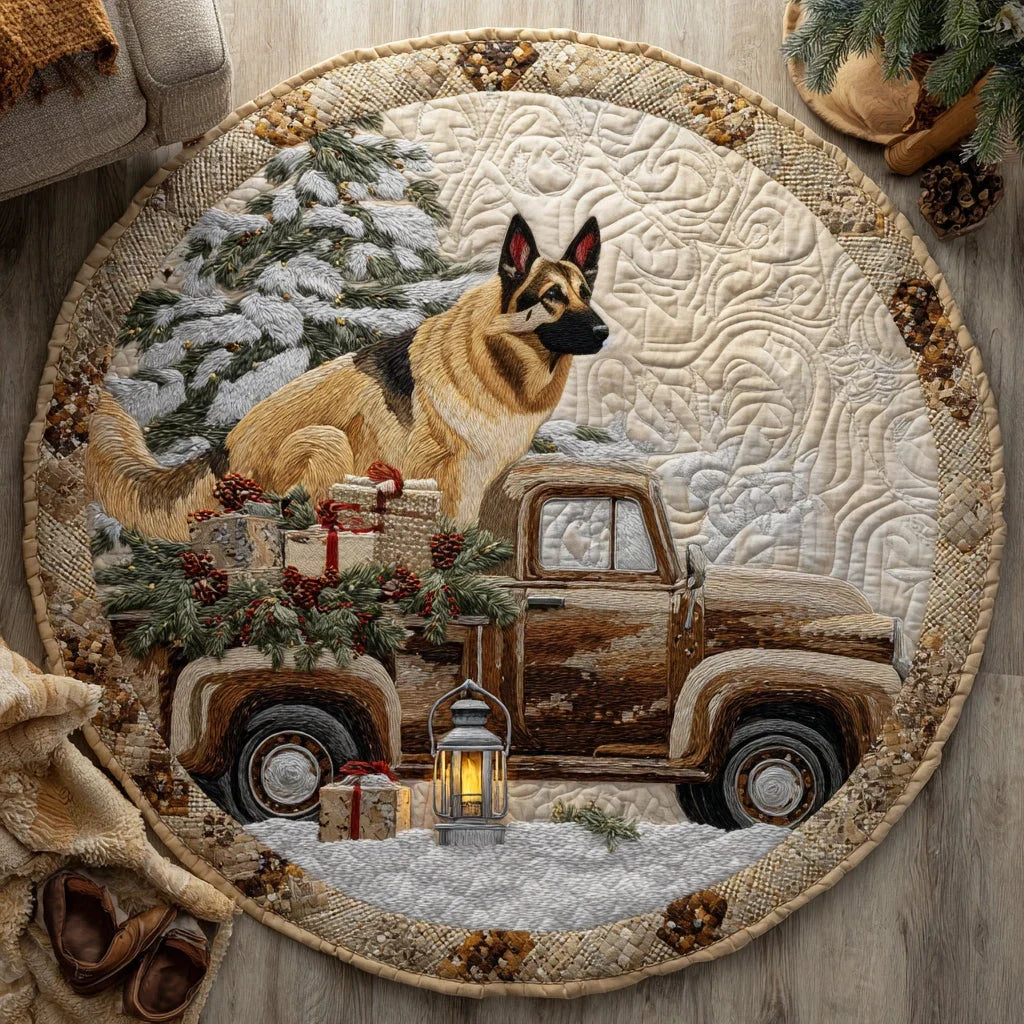 Peaceful German Shepherd Eve Quilted Round Mat